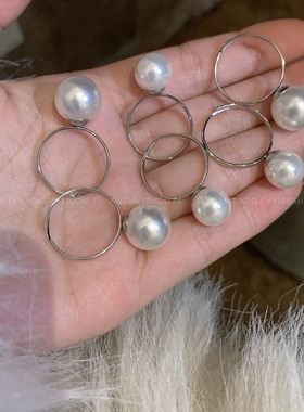 单颗珍珠戒指~简约韩国ins可调节食指戒小众设计高级感气质指环A