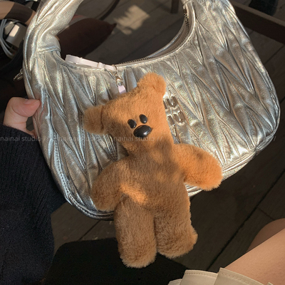 棕色毛绒憨豆小熊可爱挂件