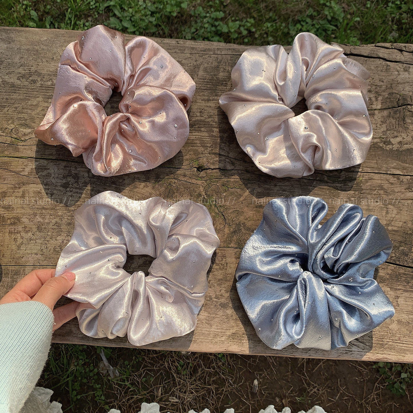 满天星！缎面闪钻大肠发圈~高级感韩系ins风春季丸子头马尾发绳女