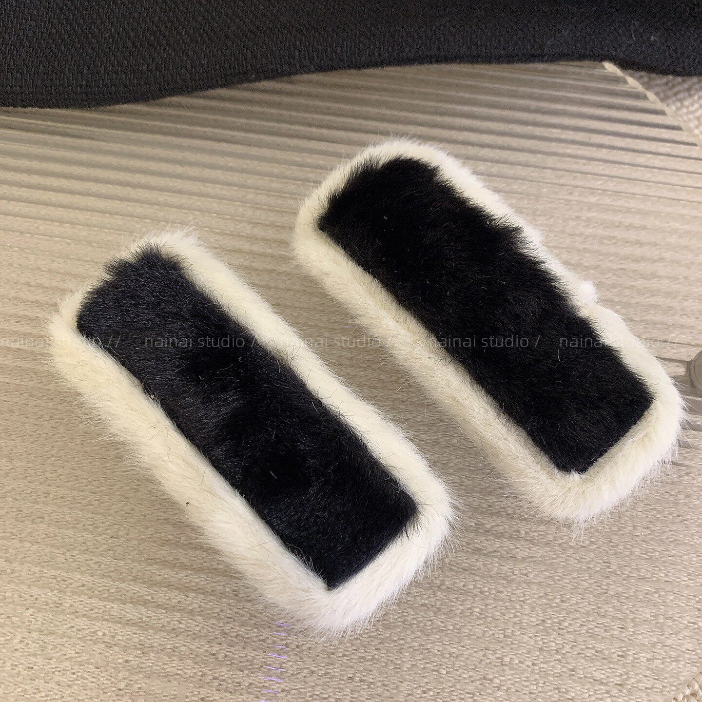 仿皮草BB夹~黑白撞色小香风复古法式高级感毛绒绒发夹发饰头饰女A