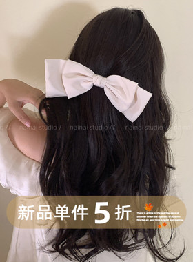 白色蝴蝶结发夹~超仙布艺后脑勺顶夹2026新款发饰气质百搭头饰女