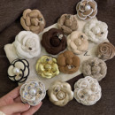 美拉德风咖色系胸针 胸花别针配饰 自制小香风硬挺山茶花复古法式