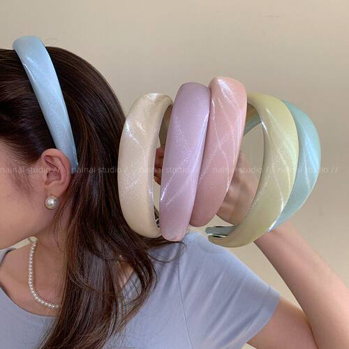 带珠光！马卡龙色系高颅顶发箍2026春夏新款发卡头箍发饰缎面头饰