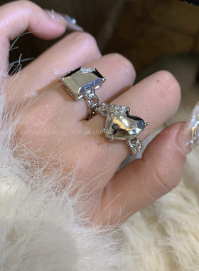 爱心不规则戒指~叠戴小众设计高级感轻奢2025新款食指戒气质指环A