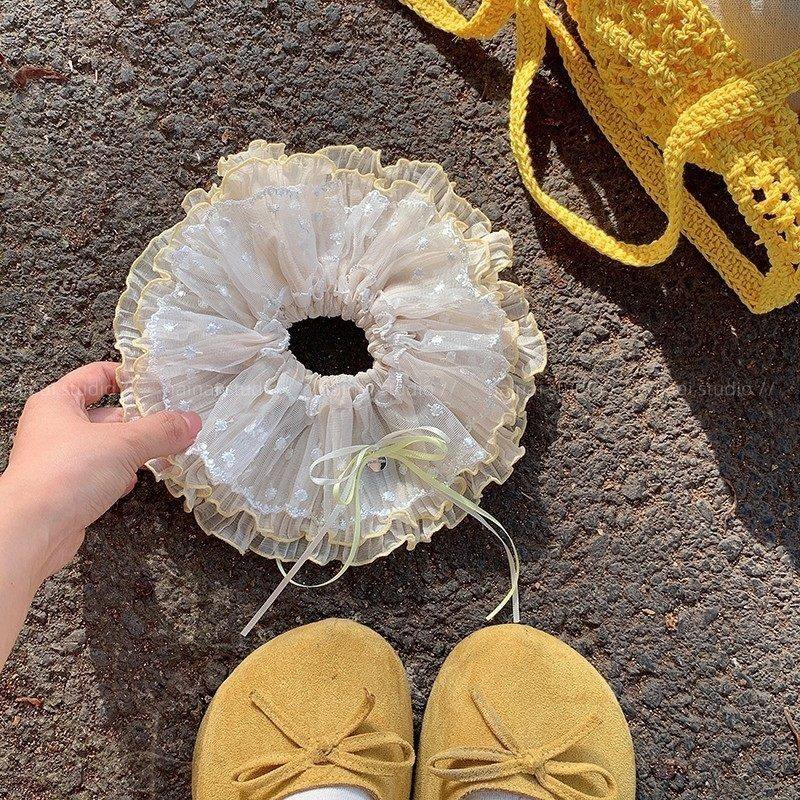 黄色蝴蝶结大肠发圈~超大号三层蕾丝低马尾发绳元气ins风韩系头绳,饰品/流行首饰/时尚饰品新,发饰,淘宝优惠券,粉丝福利购,淘宝优惠卷