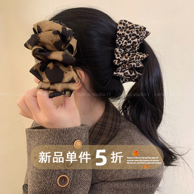 复古豹纹竖夹~褶皱显发量多马尾香蕉夹2025秋冬新款扭扭夹发夹女