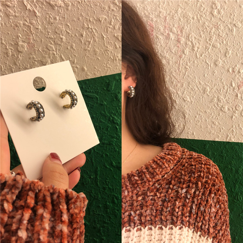 S925纯银复古巴洛克宫廷风简约耳圈珍珠韩国耳环气质耳饰品女耳夹券后9.99元