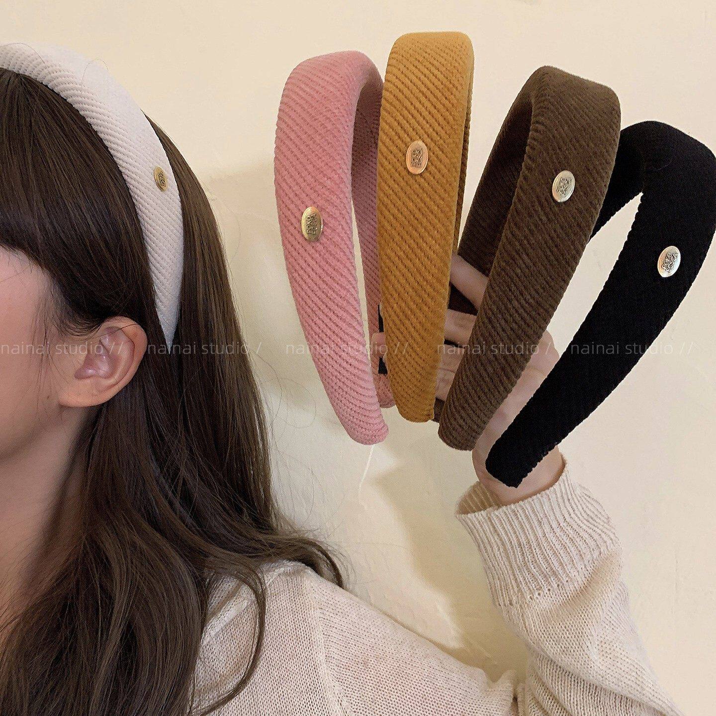 小金标发箍~灯芯绒早秋新款发头箍2025高级感韩国ins发卡发饰