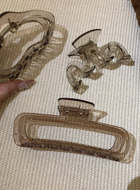 高级灰色抓夹~发量多超大号后脑勺盘发鲨鱼夹ins韩国发夹发抓女A