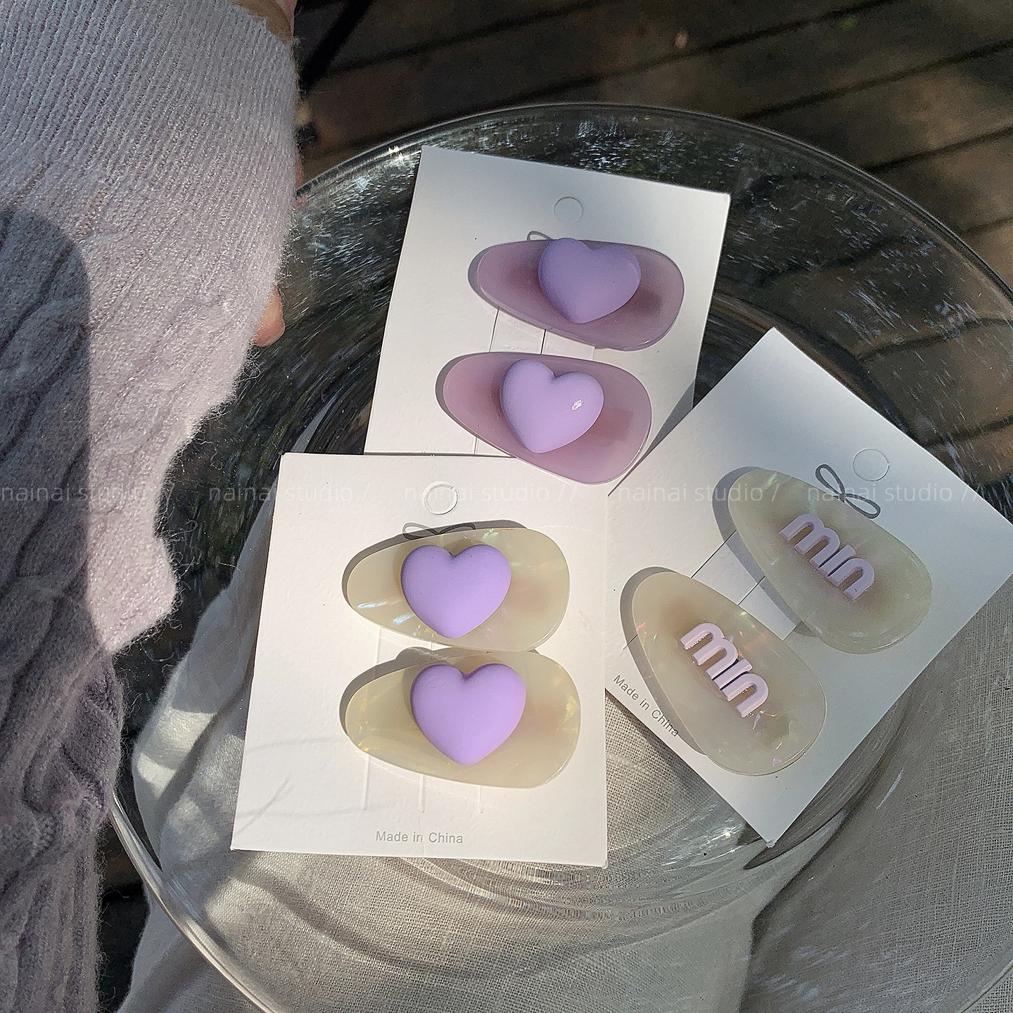 紫色发夹~2只装温柔气质超仙字母爱心侧边夹2026春季新款发饰女