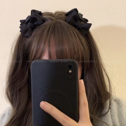 公主头小抓夹~2只装！黑色蝴蝶结复古法式侧边夹刘海夹发饰头饰女