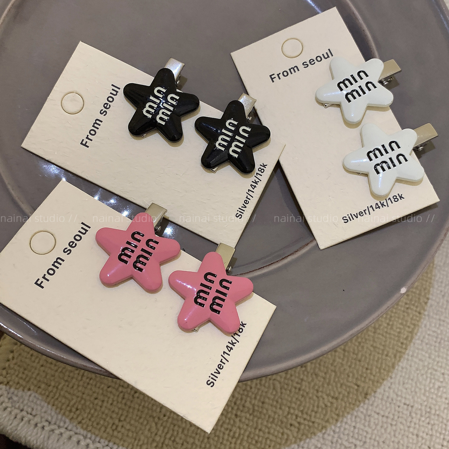 星星字母发夹~甜酷辣妹y2k小众设计感侧边夹刘海夹发饰韩国头饰A