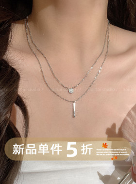 极简双层项链~韩系ins冷淡风锆石气质锁骨链2026新款小众颈链女A