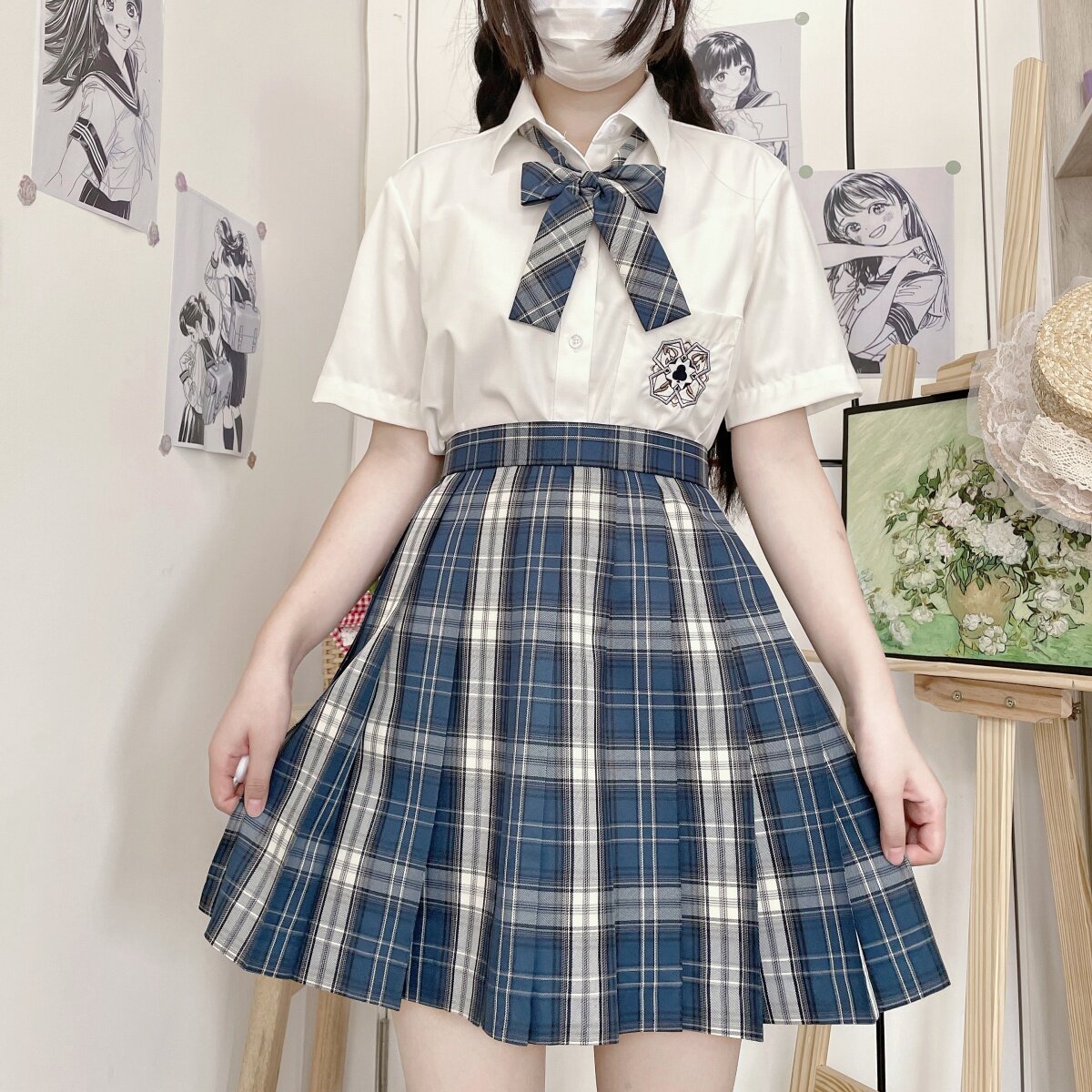 JK制服裙夜澜格裙日系学院风