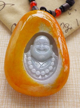 红翡翠冰糯种佛公翡翠把件手玩件