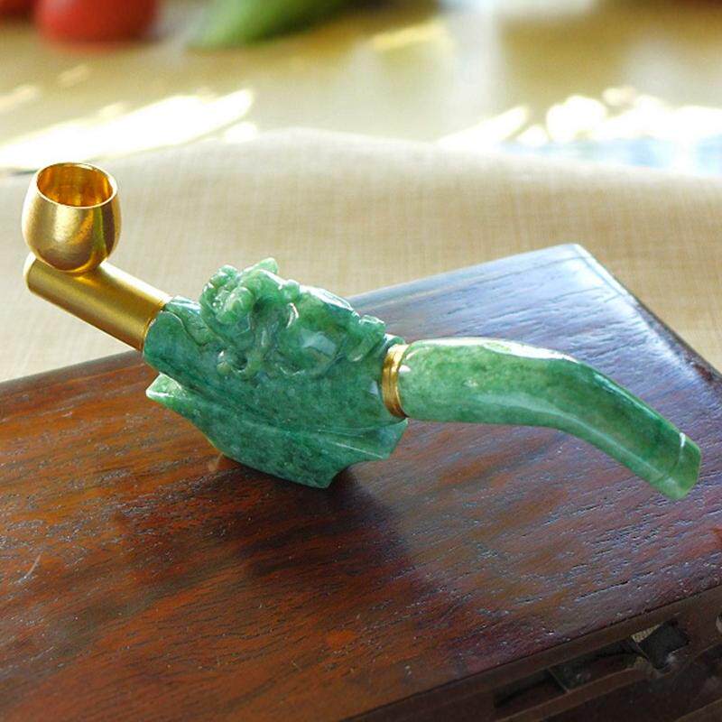 转运佳礼712# a货老种满绿水润精雕招财貔貅翡翠烟嘴