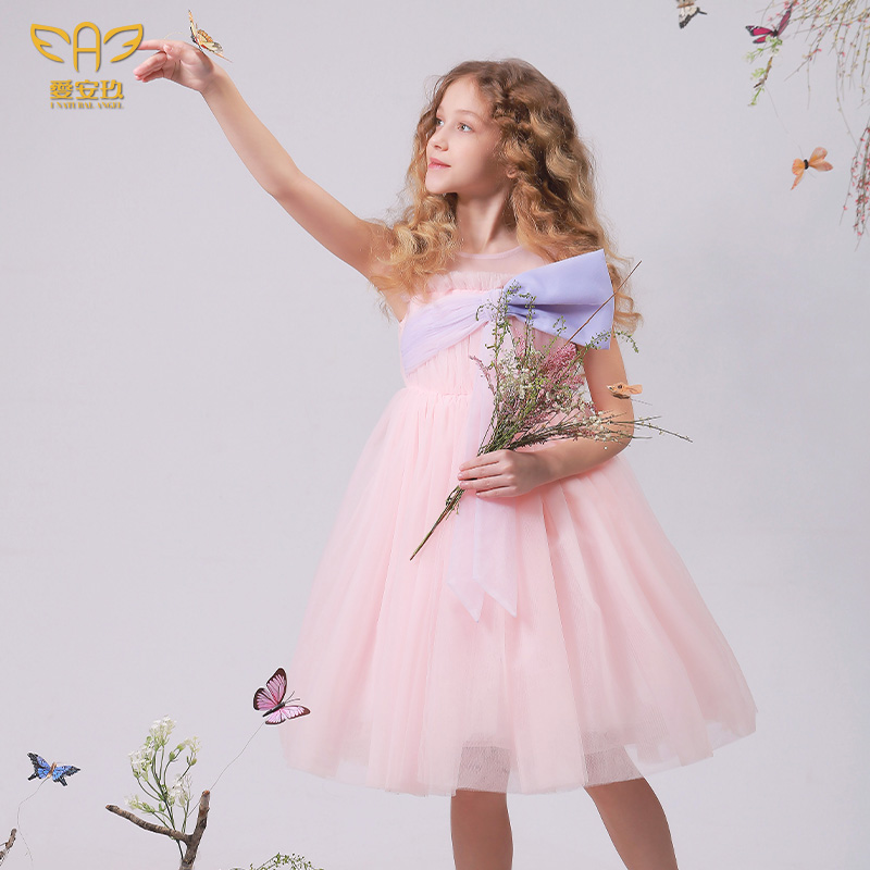 爱安玖女童生日公主裙春装2022新款蓬蓬裙礼服花仙子粉色高级洋气