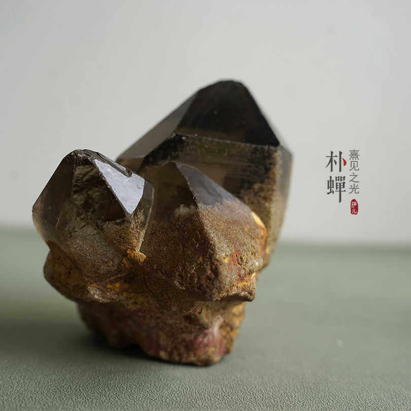 大地花朵|幻影天然原石茶水晶权杖祭坛原矿水晶摆件 朴蝉 孤