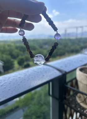 灵感爆棚～带着走的水晶球 天然种植海南绿棋楠配薰衣草紫水晶球