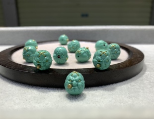 科技松雕刻镶嵌单籽配饰烟鬼恶僧精工黄铜手工镶嵌