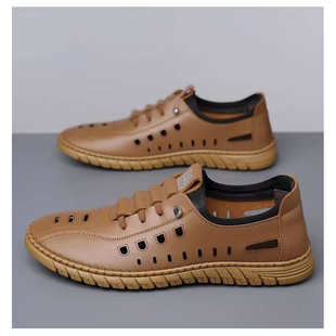 新款 韩版 夏季 透气防滑防臭耐磨皮鞋 断码 镂空鞋 清仓品质凉鞋