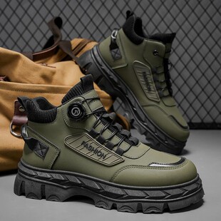 断码真皮男鞋秋冬户外马丁靴厚底防滑增高防水鞋百搭高帮鞋