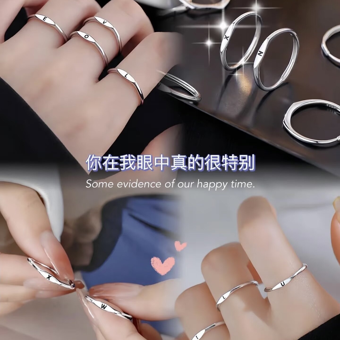 26个字母姓氏小众设计开口戒指戒指/指环