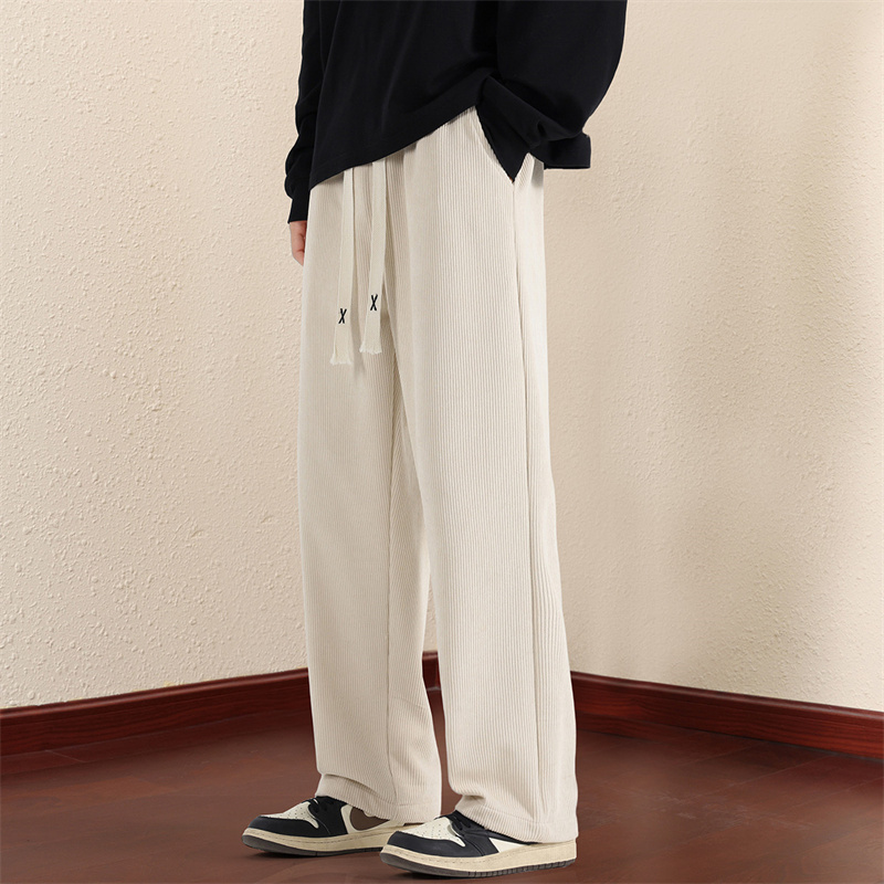 春秋季新款纯色灯芯绒男直筒长裤