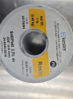 Kester 24-6040-0018 Solder Wire, Rosin Core, Leaded, Sn60Pb4