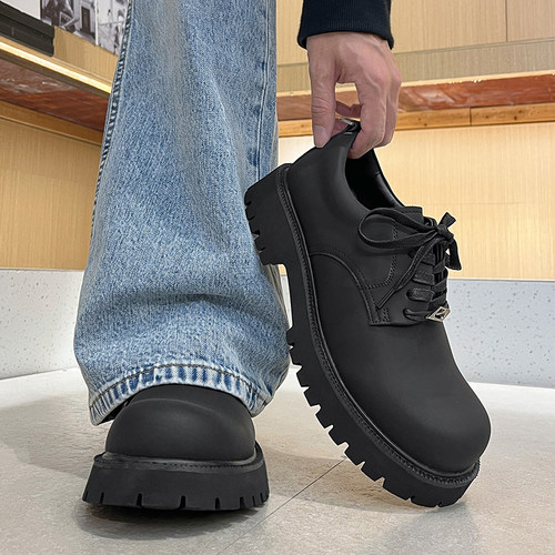 巴黎小众德比鞋男增高圆头皮鞋