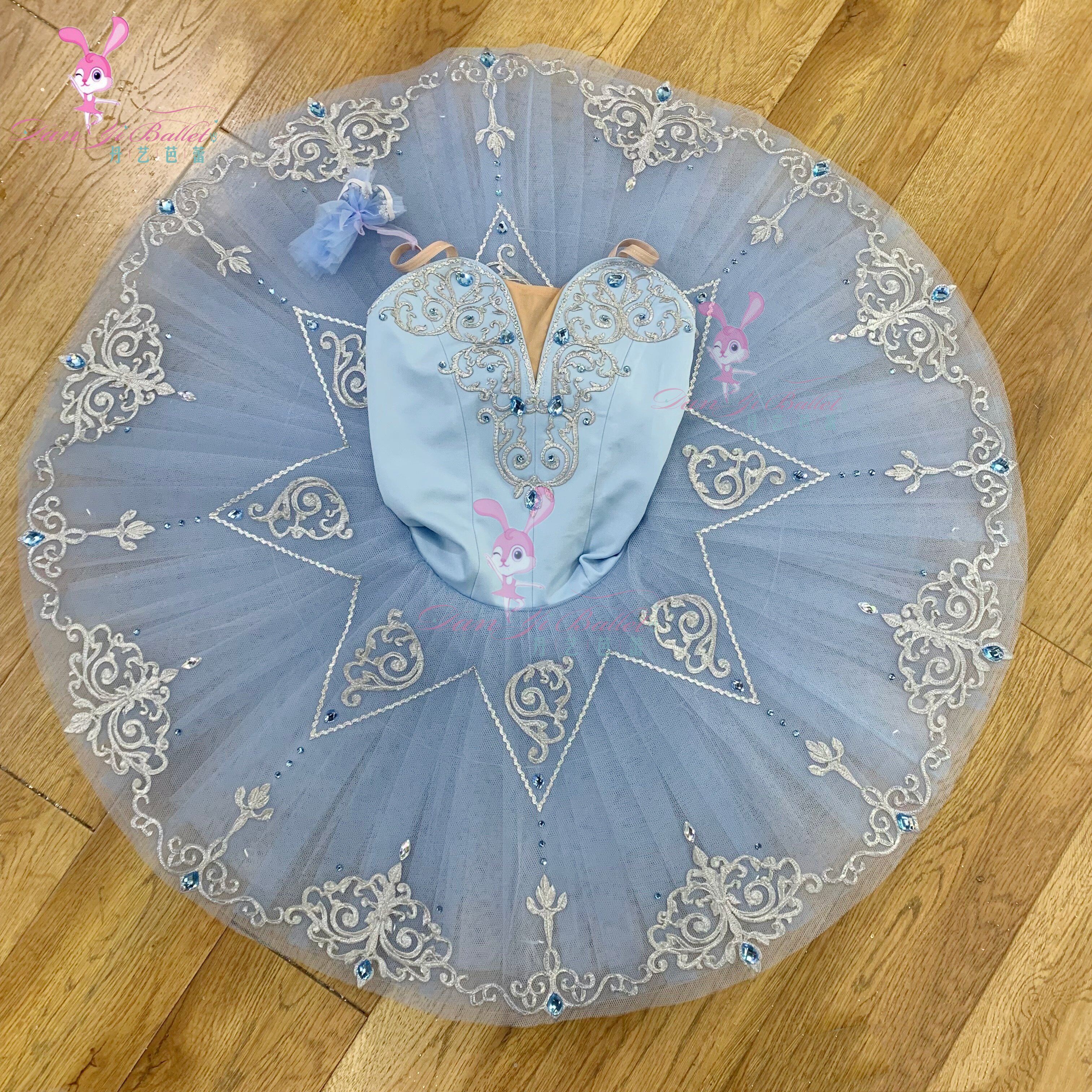 丹艺简易灰蓝色蓝鸟芭蕾舞演出服tutu盘裙比赛服专业定制