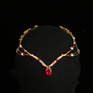 丹艺芭蕾舞头饰通用款红色艾斯美拉达额链皇冠头冠高端专业定制