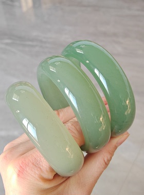 56-62天然玉石镯子翠绿色加宽手镯晴水东陵玉玉镯平替和田玉手镯