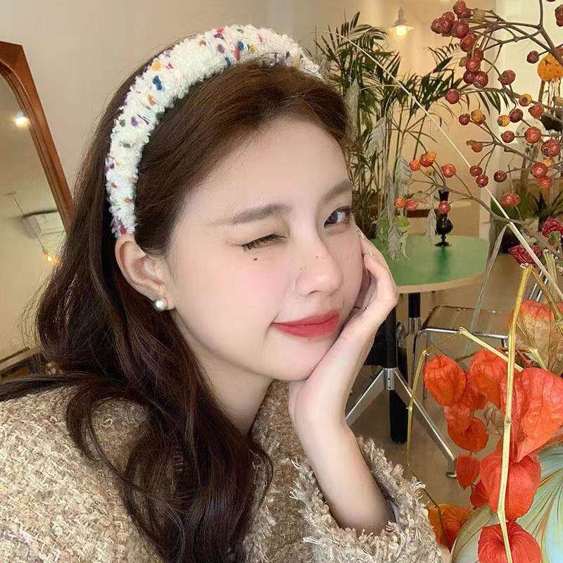 曲奇点点~彩色毛线手工绕织发箍撞色气质百搭网红压发头箍发饰品