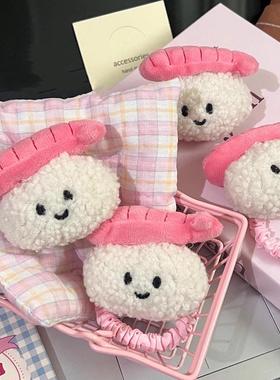 秋冬可爱甜虾寿司鱼籽酱发夹发圈高颜值毛绒毛绒卡通公仔头饰皮筋