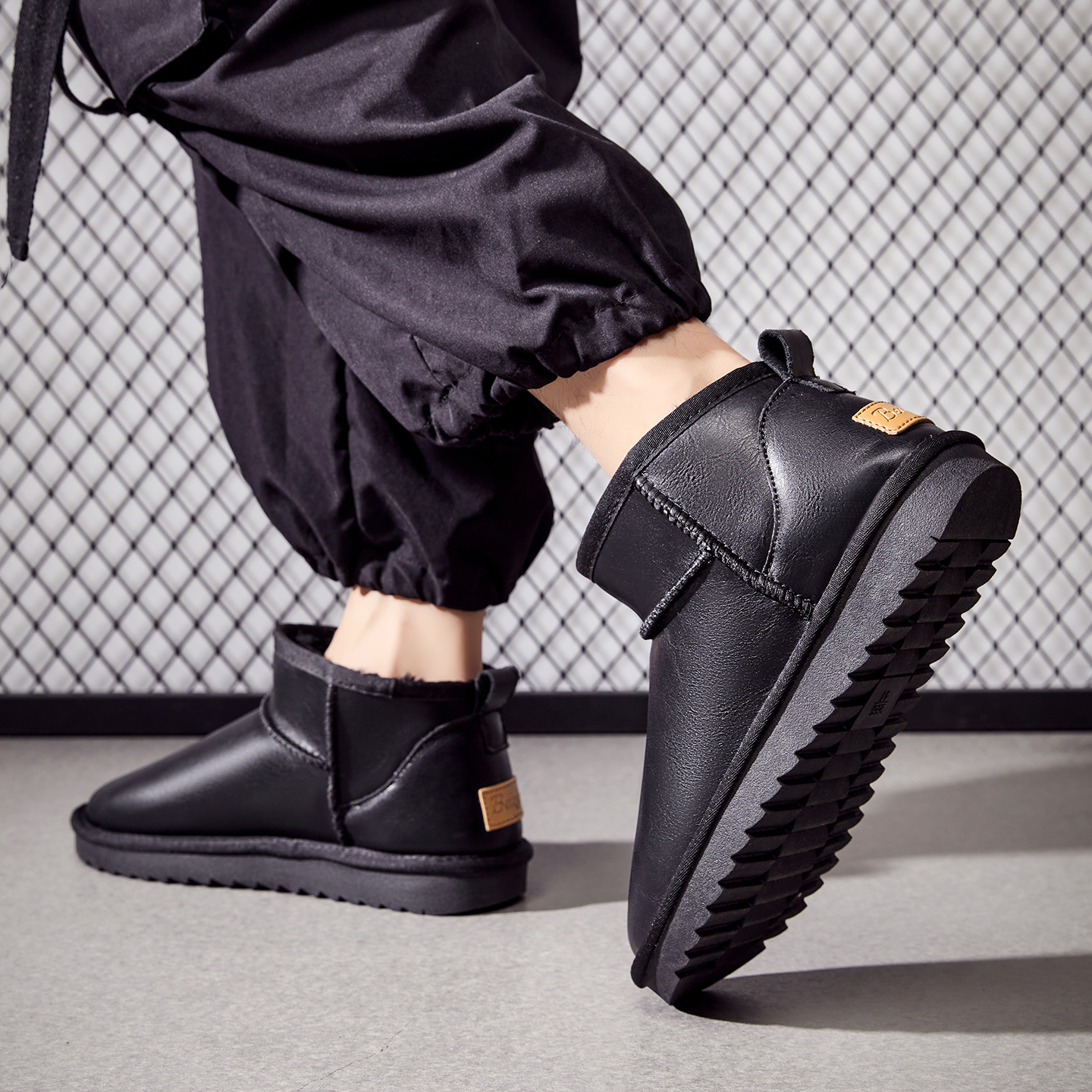 周冬雨同款雪地靴男加绒加厚