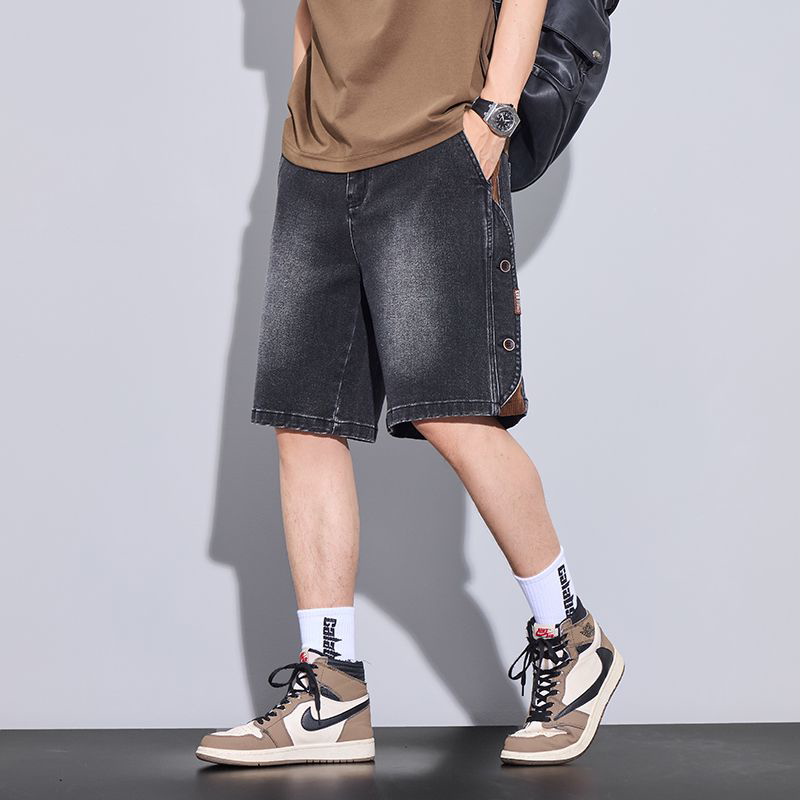 夏装牛仔裤男士2026夏季薄款宽松休闲外穿潮牌大码工装5分短裤男