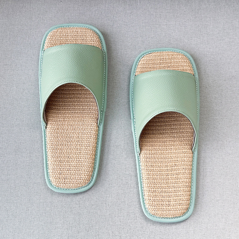 高档吸汗不臭脚静音牛皮拖鞋防滑