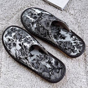 木地板男 室内居家用防滑防臭2024新款 中国风包头棉麻拖鞋 女士夏季