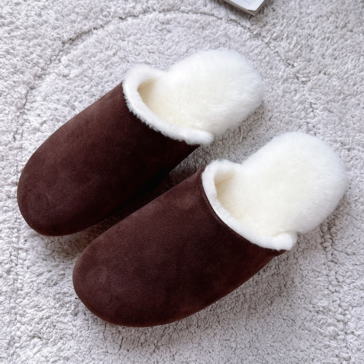 皮毛一体冬季保暖拖鞋真皮男女居家防滑不臭脚软底家用纯羊毛毛拖