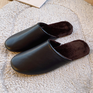 轻奢高级手工羊皮保暖棉拖鞋冬季男女情侣居家用地板防滑软底真皮