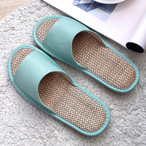 真皮家居拖鞋男女不臭脚亚麻防滑