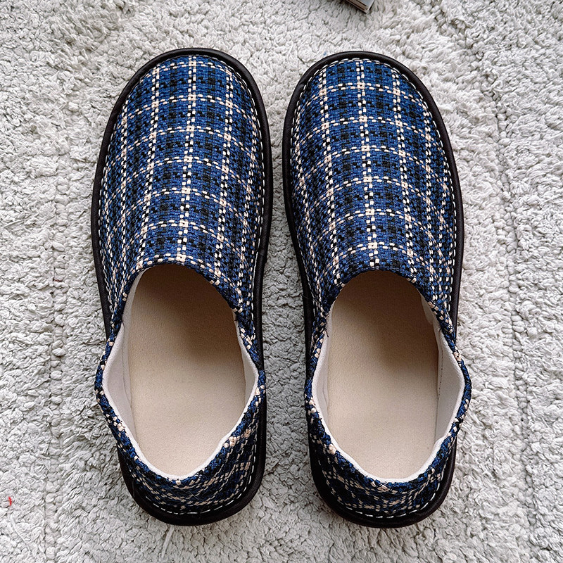 春秋季两穿布艺棉麻包跟棉拖鞋男女家用卧室内防滑软底地板棉鞋