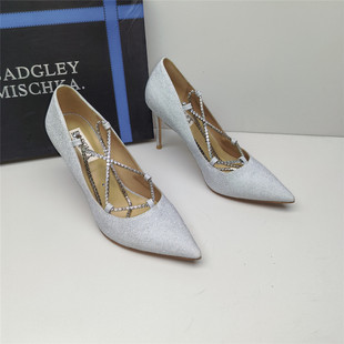 Badgley Mischka百吉利米西卡换季清仓水钻带尖头高跟婚宴鞋女鞋