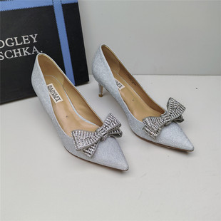 Badgley Mischka百吉利米西卡换季清仓水钻蝴蝶结尖头婚宴鞋女鞋