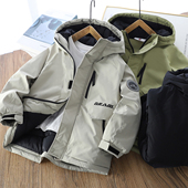 男童棉衣外套儿童连帽冲锋衣加厚保暖冬季 中大童棉服防风棉袄潮酷