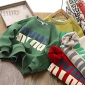 儿童一体绒上衣 洋气秋冬款 男童加绒卫衣打底中大童男孩长袖 套头衫