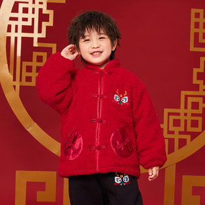 中国风红色新年装摇粒绒拜年服