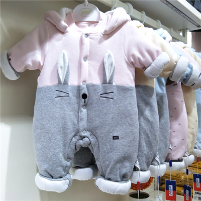 保暖纯棉爬服加棉加厚婴儿连体衣