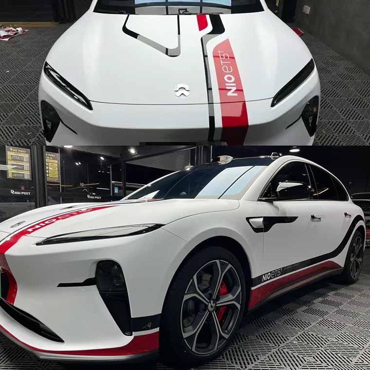 蔚来ET5T车贴拉花 ET7ec6个性改装饰车身贴纸侧裙贴画机盖贴彩条